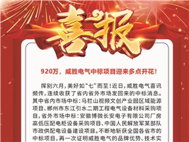 920萬，威勝電氣中標(biāo)項(xiàng)目迎來多點(diǎn)開花！